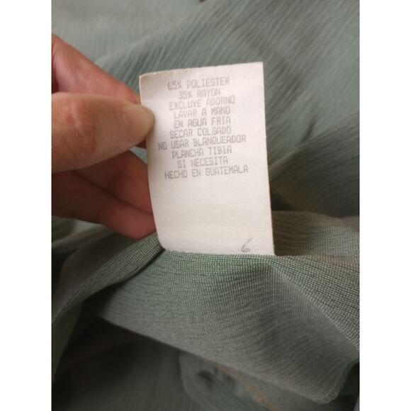 Vintage Dress 14 Sage Green Short Sleeve Button Front Shirtwaist Style Kellwood - Picture 7 of 7